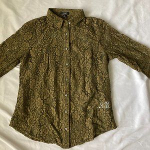 New With Tag J. Crew Women Lace Top Long Sleeve with Cami Lined Olive Green 8